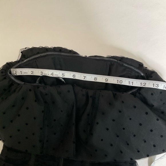 NWT Self-Portrait Black Dot Mesh Frill Mini Dress Size 2 - Picture 8 of 13
